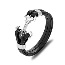Load image into Gallery viewer, New Elegant Fashion Multi-Layer Leather Luxury Stainless Steel Charm Bracelet Skull Compass Anchor Couple Survival Bracelets Bangles Cool For Men And Women
