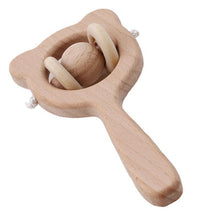 Load image into Gallery viewer, Modern Wooden Rattle Beech Bear Hand Teething Wooden Ring Baby Rattles Play Educational Toys For Kids
