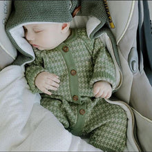 Load image into Gallery viewer, Knitted Newborn Baby Clothes Cotton Baby Romper With Plaid Hat Infant Toddler Jumpsuit For Girls And Boys

