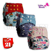 将图片加载到图库查看器，Modern Luxury Printed Washable Real Cloth Pocket Nappy,3 nappies/diapers Set For Girls and Boys Baby In Elegant Style
