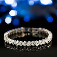 Load image into Gallery viewer, Women Silver Color Rose Gold Bracelet for Female Crystal Heart Charm Bracelet For Women Bridal Wedding Fine Luxury Jewelry Gift
