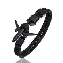 将图片加载到图库查看器，Luxury Plane Bracelets For Men and Women Charm Survival Rope Chain Paracord Bracelet Metal Airplane Hooks Summer Style
