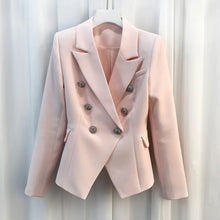 Load image into Gallery viewer, HIGH QUALITY New Fashion 2022 Baroque Designer Blazer Jacket Women's Silver Lion Buttons Double Breasted Blazer Outerwear
