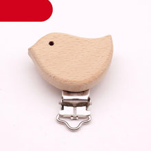 将图片加载到图库查看器，Modern Wood Naural Nipple Chain Accessories BPA Free Cute Modelling Beech Pacifier Clip Small Elephant Heart-shaped Holder for Pacifier
