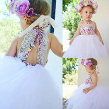 Load image into Gallery viewer, Handmade Girl Dress With Sequins Baby Girls Dress Tulle Tutu Floral Dress Baby Dresses Sundress Baby Clothing For Wedding and Celebrations
