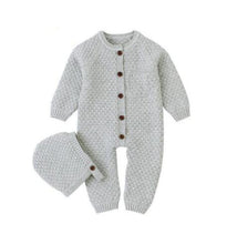 将图片加载到图库查看器，Handmade Girls Romper Knitted Newborn Baby Clothes Romper With Hat Infant Toddler Jumpsuit For Boys And Girls Warm Jumpsuit For Winter
