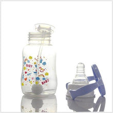 将图片加载到图库查看器，Unisex Baby 150/280ml Wide Mouth Soft Silicone Cover Straw Drinking Milk Bottle For Newborn Nursing Product With Handle
