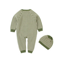 Load image into Gallery viewer, Knitted Newborn Baby Clothes Cotton Baby Romper With Plaid Hat Infant Toddler Jumpsuit For Girls And Boys
