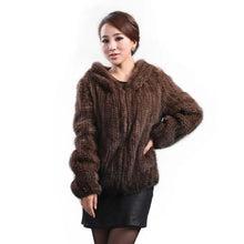 将图片加载到图库查看器，New mink fur coat women's long-sleeve top fashion all-match Mink knit jacket mink knitted fur coat Free shipping
