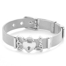 将图片加载到图库查看器，Fashion Stainless Steel Woman and Men Bracelet Mesh Bracelet Set Crystal Heart Anchor Charm Fine Bracelet Bangle For Female Lover

