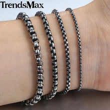 Load image into Gallery viewer, Men's Women's Black Stainless Steel Bracelet Box Chain Bracelets 2020 Dropshipping Wholesale Jewelry Hip Hop KBB12
