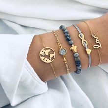Load image into Gallery viewer, Charm Bowknot Heart LOVE Rope Map Crystal Marble Cuff Bracelets For Women Boho Party Luxury Jewelry Perfect Gift
