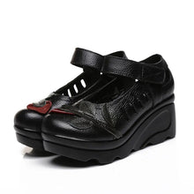 Load image into Gallery viewer, Handmade 2023 Spring Autumn Ethnic Comfortable Women Wedges Genuine Leather Women's Shoes round toe Platform high heels pumps
