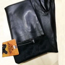 将图片加载到图库查看器，Long Sheepskin Half Finger Gloves Women's Leather Car Driving Men's Outdoor Motorcycle Riding Fingerless Sun Protection
