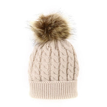 将图片加载到图库查看器，Fashion Parent-child Caps Cute Infant Baby Pom Pom Cap Winter Double Fur Ball Hat Baby Mom Warm Knitted Hat
