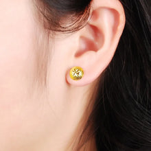 Load image into Gallery viewer, Pure Gold Color 8mm Mushroom Shape Stud Earrings for Women,Fashion 24K Gold GP Heart Flower Butterfly Earring Women's Jewelry
