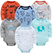 将图片加载到图库查看器，3/6 PCS Kavkas Cotton Baby Bodysuit Long Sleeve Set for Newborn Boys &amp; Girls 0–12 Months
