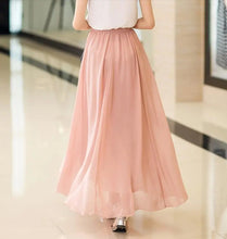 Load image into Gallery viewer, Women's Elegant High Waist Chiffon Skirt Elastic Waist Casual Long Maxi Skirts Saias 80/90/100cm 22 Color 2020 Summer Autumn New
