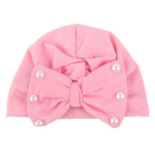 Load image into Gallery viewer, Modern Baby Hats Cute Rabbit Bow Knot with Pearls Baby Girl Hat with Pearls  for Kids In Diamond Luxury Style
