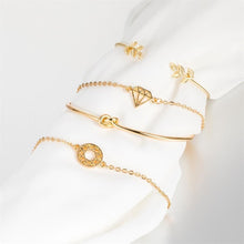 Load image into Gallery viewer, Fashion Bohemia Leaf Round Knot Cuff Bangle Gold Chain Charm Bracelet  for Women Simple Geometric Bracelets Luxury Jewelry
