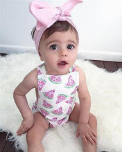 Load image into Gallery viewer, Baby Girls Romper Jumpsuit Headband Watermelon Printed Outfits Sun suit Set New 0-24M In Modern Design
