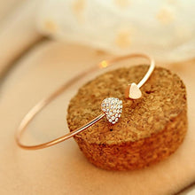 将图片加载到图库查看器，New Fashion Adjustable Stainless Steel Crystal Double Heart Bow Cuff Opening Bracelet For Women Jewelry Gift
