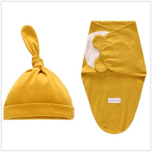 将图片加载到图库查看器，Baby Swaddle Blanket With Cap For Newborn Wrap Cotton Swaddling Bag Baby Envelope Sleep sack  Blanket .
