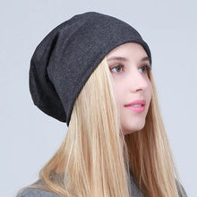 Load image into Gallery viewer, Geebro Women's Plain Beanie Hat Spring Cotton Slouchy Beanie for Women Knitted Bone Hat Ladies Black Skullies Cap JS293A
