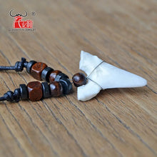 将图片加载到图库查看器，1PC Hawaii Surfer Jewelry Handmade Imitation Shark Teeth Pendant New Zealand Maori Tribal bone Choker WoMen's Men's Necklace
