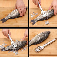 Load image into Gallery viewer, Stainless Steel Fast Cleaning Fish Peeler Scale Remover Seafood Crackers Fish Scaler Cleaner Planet Skin Brush Scraper Tool
