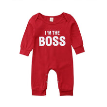 Load image into Gallery viewer, Cute Newborn Baby Child I'm the BOSS Romper Outfits Christmas Clothing Gifts for Boys/Girls Modern Red Jumpsuit
