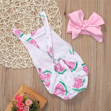 Load image into Gallery viewer, Baby Girls Romper Jumpsuit Headband Watermelon Printed Outfits Sun suit Set New 0-24M In Modern Design
