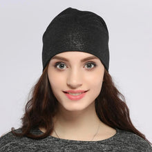 将图片加载到图库查看器，Geebro Spring Women's Bronzing Black Beanies Hat Casual Slouchy Beanie for Girls Metallic Color Skullies Cap Bonnet For Female
