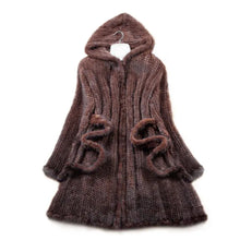 将图片加载到图库查看器，New Natural Mink Fur Winter Coat Women's Long-sleeve Top Fashion All-match Knitted Mink Coat  Free shipping
