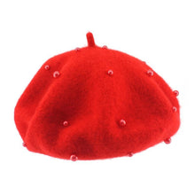 将图片加载到图库查看器，Modern Art Wool Baby Hat with Pearls Cat Candy Color Retro Baby Girl Cap Kids Beret Hats for Girls
