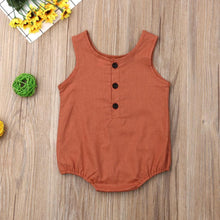 Load image into Gallery viewer, Modern Retro Summer Newborn Baby Girl / Boy Sleeveless Button Bodysuit Outfits Set Romper In elegant Deisgn
