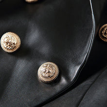 Load image into Gallery viewer, HIGH STREET Newest Baroque Fashion 2023 Designer Blazer Jacket Women's Lion Metal Buttons Faux Leather Blazer Outer Coat
