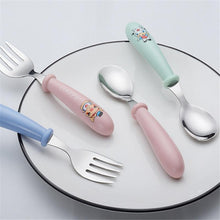 Load image into Gallery viewer, Baby Gadgets Tableware Set Children Utensil Stainless Steel Toddler Dinnerware Cutlery Cartoon Infant Food Feeding Spoon and Fork
