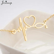 将图片加载到图库查看器，Jisensp Stainless Steel Heartbeat Cardiogram Bracelet Stethoscope Women Bracelets Bangles Special Gifts for Nurse Doctor Jewelry
