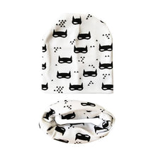 将图片加载到图库查看器，Modern Children Girls Cartoon Sheep Printing Cotton Hat and Scarf Animal Pattern Kids Caps Baby Beanie
