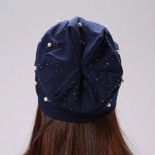 将图片加载到图库查看器，Geebro Brand Women's Beanie Hat Casual Polyester Shine Pearls&amp;Rhinestones Beanies For Women Skull Beanie Hats Bonnet For Female
