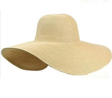 Load image into Gallery viewer, LNPBD hot 2017 Women's white hat summer black oversized sunbonnet beach cap women's strawhat sun hat summer hat
