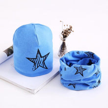 Load image into Gallery viewer, Star Print Cotton Hat And Scarf  Baby Beanie Kids Caps Children's Accessories For Boys and Girls
