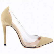 Load image into Gallery viewer, New Arrival Soft Leather Shallow Women Pumps Sexy Side Transparent PU Pointed Toe High Heels Shoes Fashion Women's Wedding Shoes
