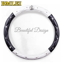 Load image into Gallery viewer, 2022 Fashion Women PU Leather Car Steering Wheel Cover Diamond Black Pink Auto Wheel Covers Cases for Lady Girls Car Accessories
