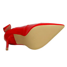 Load image into Gallery viewer, Spring Patent Leather Fashion Bowtie Women's Shoes Back Heel Cut-Outs Sexy Pumps Female High Heels Pointed Toe Dress Party Shoes
