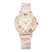 将图片加载到图库查看器，Girl Luxury Watch Women New Fashion Embossed Flowers Small Fresh Printed Belt Dial Watch Female Student Quartz Watch For Women and Girls
