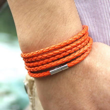 Load image into Gallery viewer, NEW Trendy Black Retro Wrap Long Leather Men Brecelets Bangles Fashion Sporty Chain Link Male Charm Bracelet
