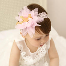 将图片加载到图库查看器，New Pink And Beige Crown Flowers Hairbands Girls Headbands Elastic Hair Band Kids Hair Accessories For Baby Girls
