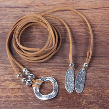 Load image into Gallery viewer, Women's Necklace Brown Ieather Siber Jewelry Accessories Ladies leather Necklace Women's Ethnic Necklace
